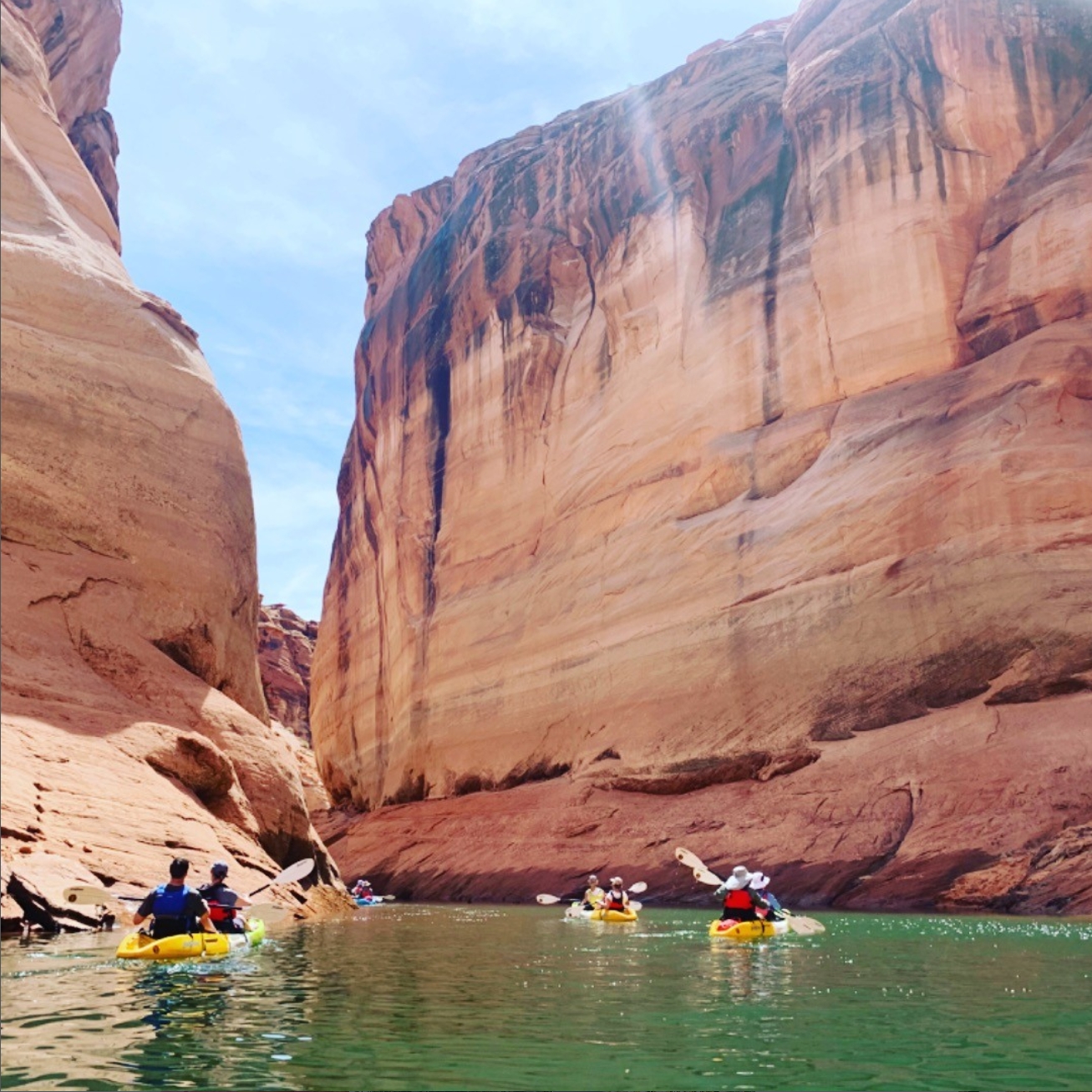 Kayaking between canyon walls